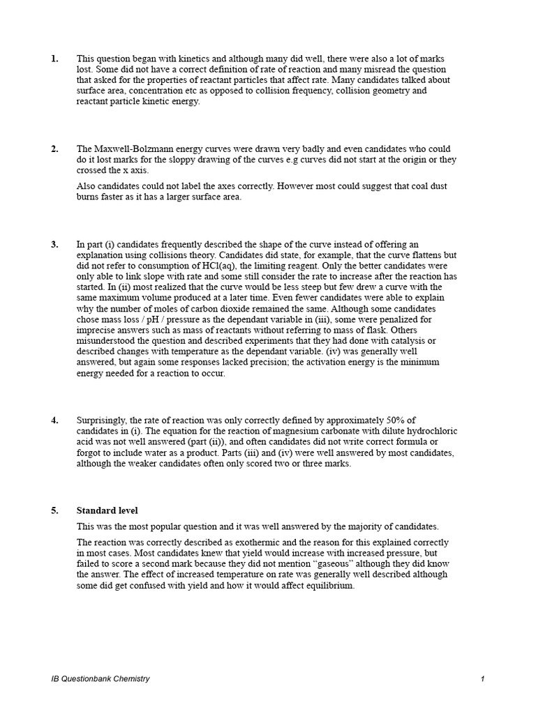 Chemistry Exam Performance Insights | PDF | Reaction Rate | Chemical ...