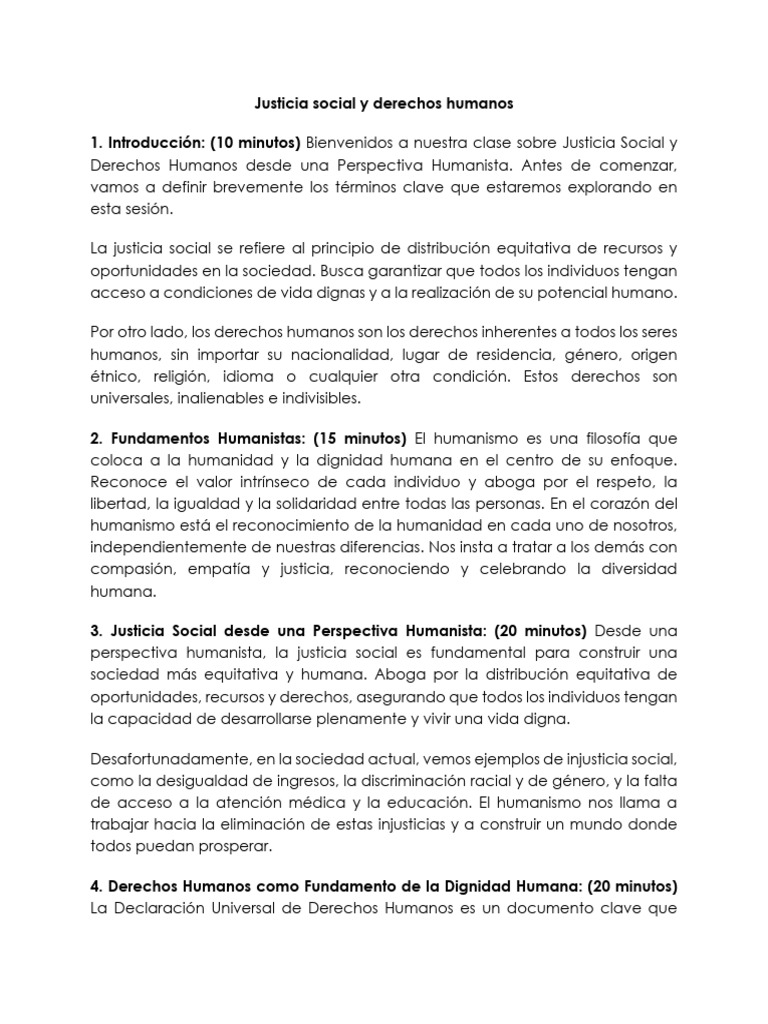 Justicia Social y Derechos Humanos Humanistas | PDF | Justicia social ...