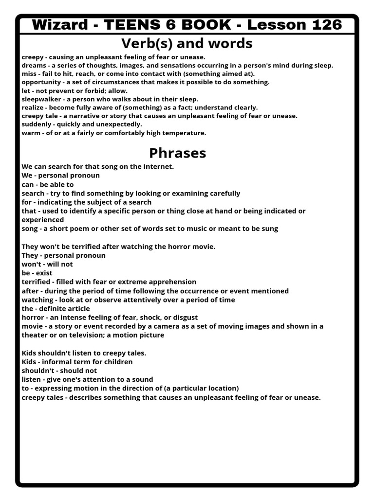Cópia de Wizard - TEENS 6 BOOK - LESSON 126 | PDF | Grammatical Number ...