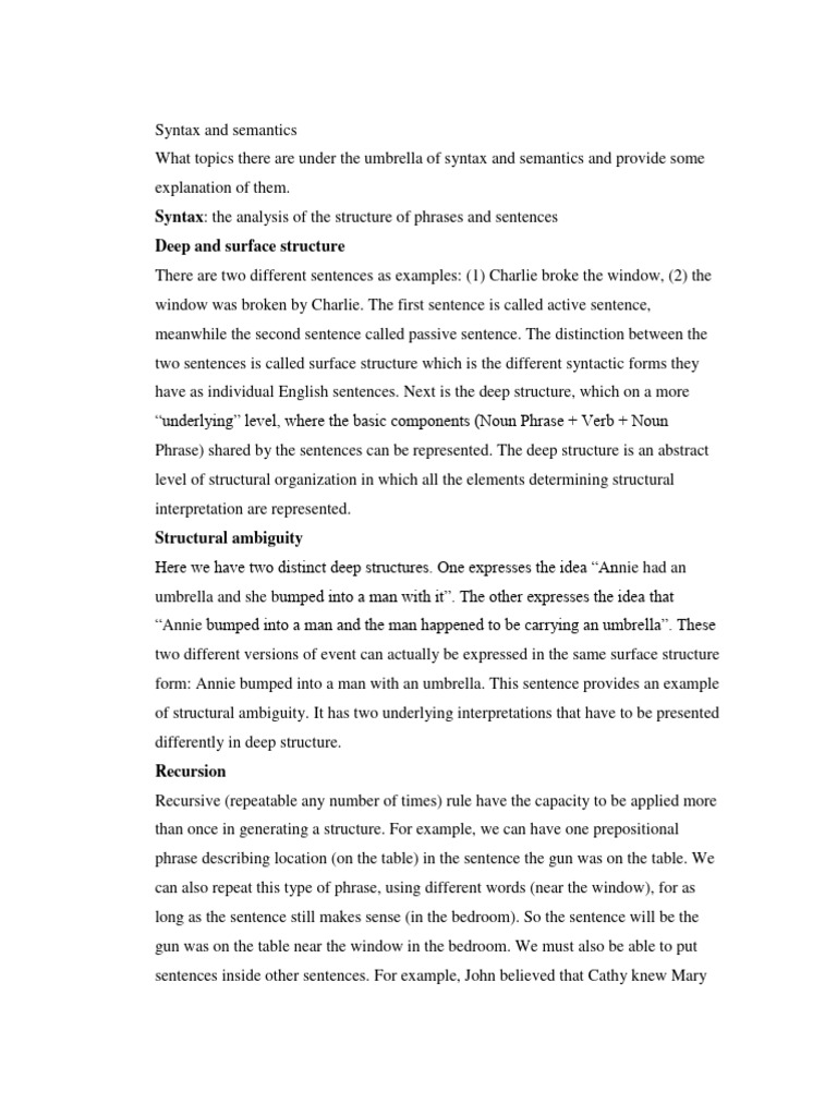 Understanding Syntax and Semantics | PDF | Phrase | Syntax