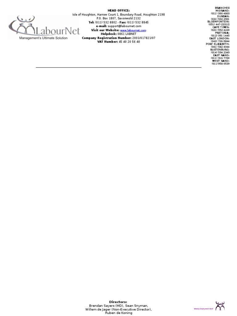 LabourNet Letterhead Template Jan2011 | PDF