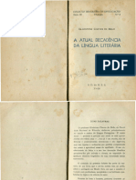 A Atual Decadência Da Língua Literária - Gladstone Chaves de Melo - 1946