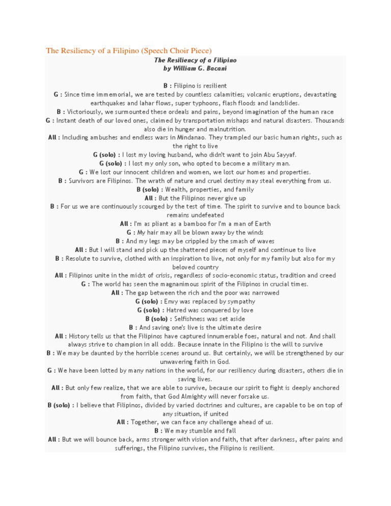 Short speech choir piece image