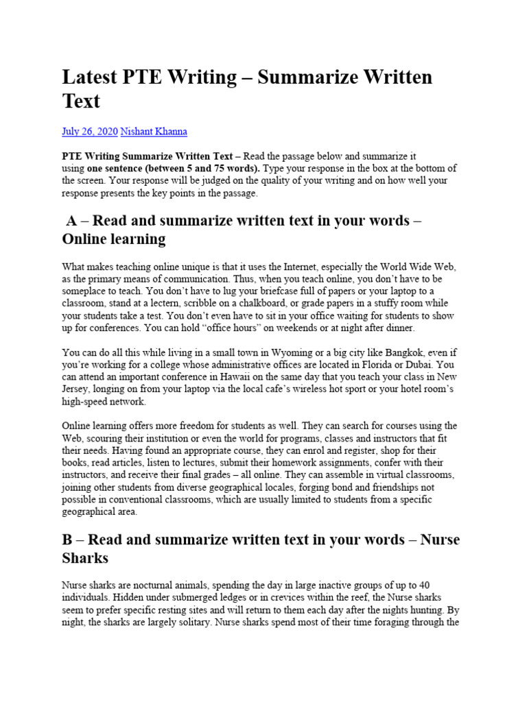 PTE Writing: Summarize Text Examples | PDF | Stars | Crop Rotation