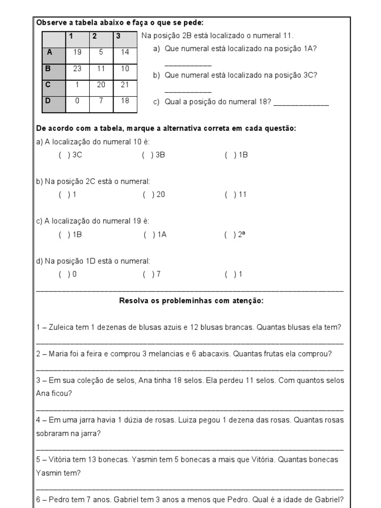 Observe A Tabela Abaixo e Faça o Que Se Pede | PDF