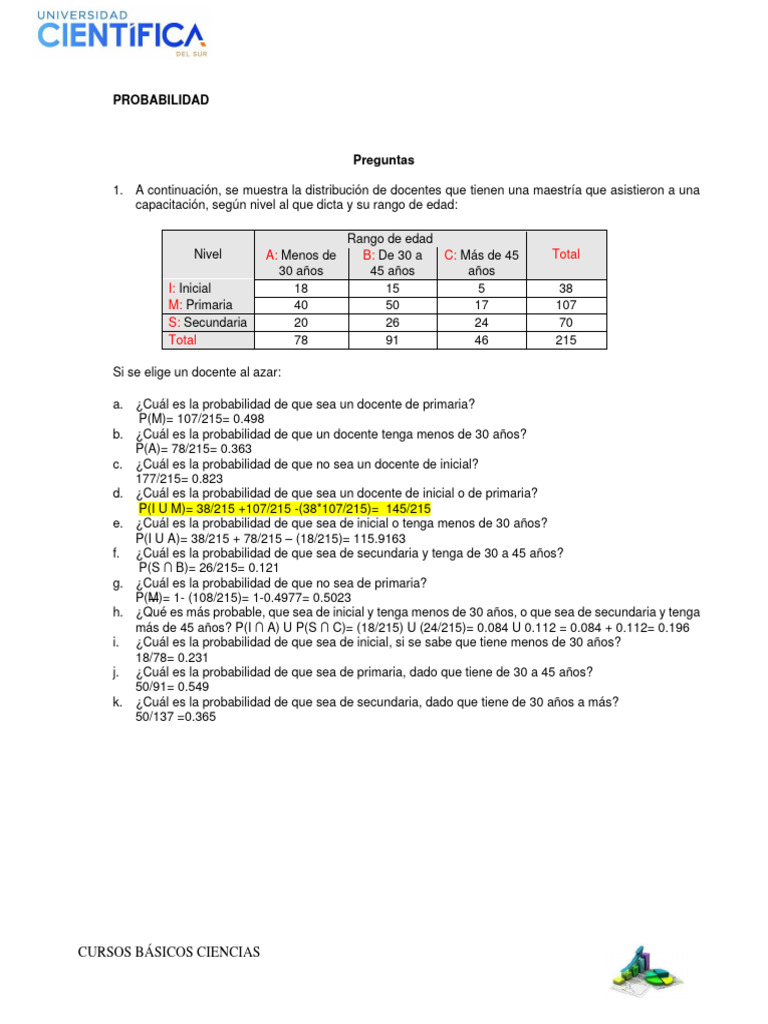 Practica de Probabilidades Cami | PDF | Educación Secundaria | Probabilidad
