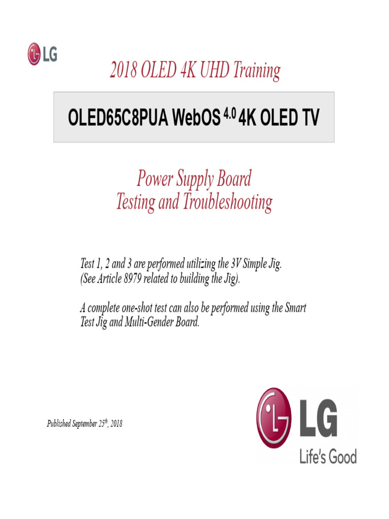 2018 Oled Lg Oled65c8pua Eay64748901 Eax6791430 Testing And