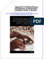 PDF Interactive Approach To Writing Essays and Research Reports in Psychology 4Th Ed 4Th Edition Lorelle J Burton Ebook Full Chapter