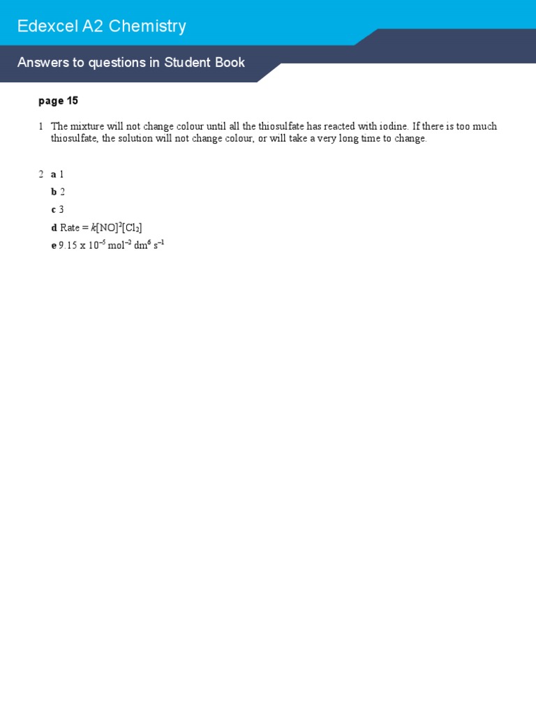 Edexcel A2 Chemistry Answers Guide | PDF | Art