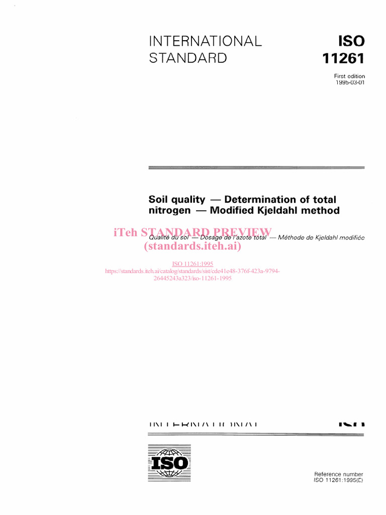 Soil Quality: Total Nitrogen ISO 11261 | PDF | International ...