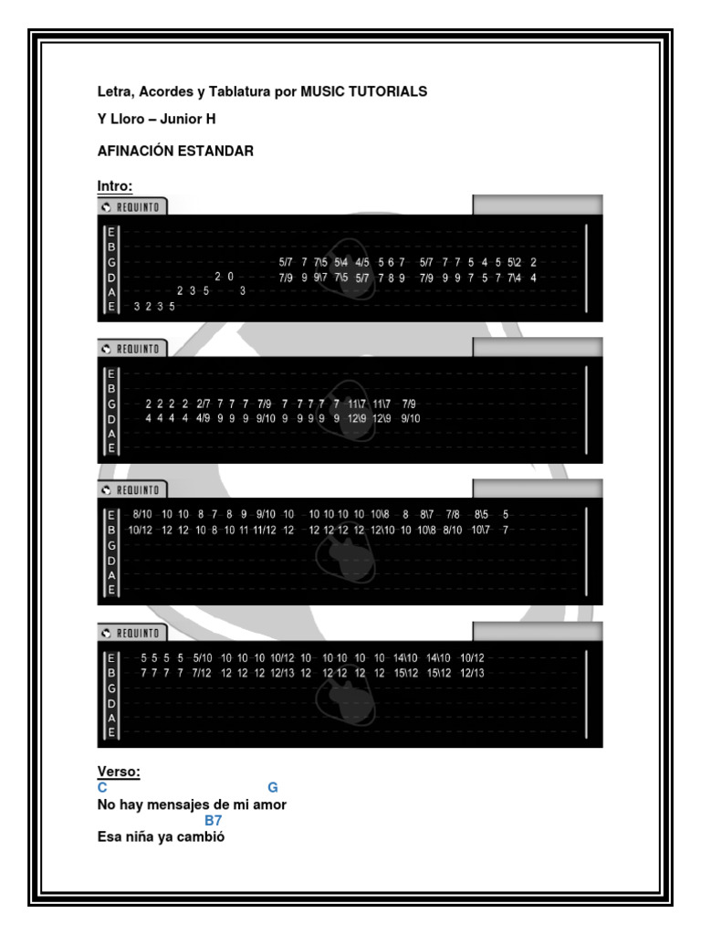 Y Lloro Junior H Letra Y Acordes By Musictutorials Pdf