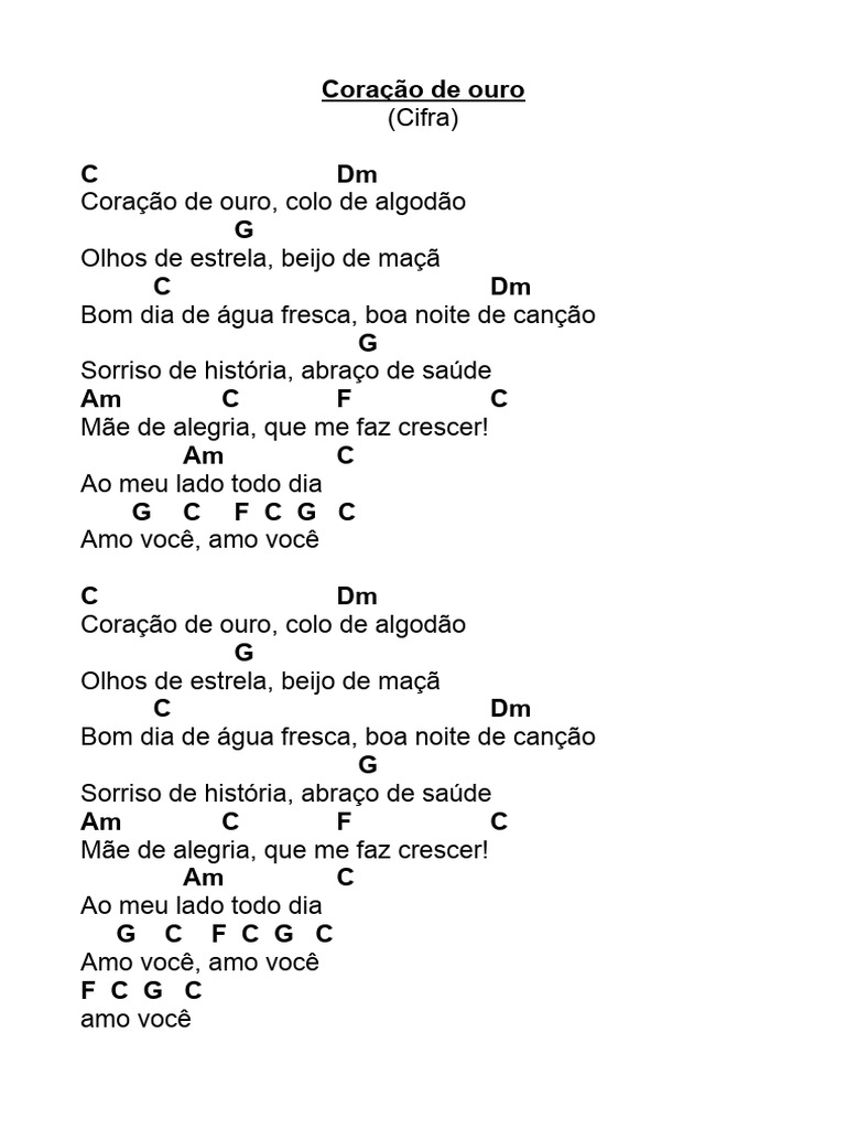 Coração De Ouro Cifra Pdf