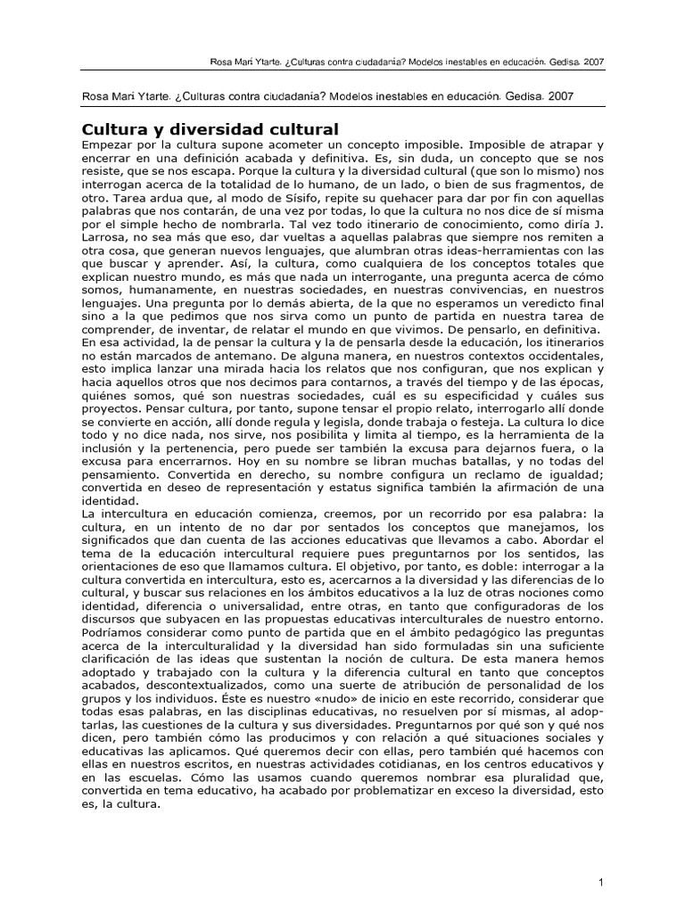 Cultura y Diversidad Cultural | PDF | Sociedad | Nación