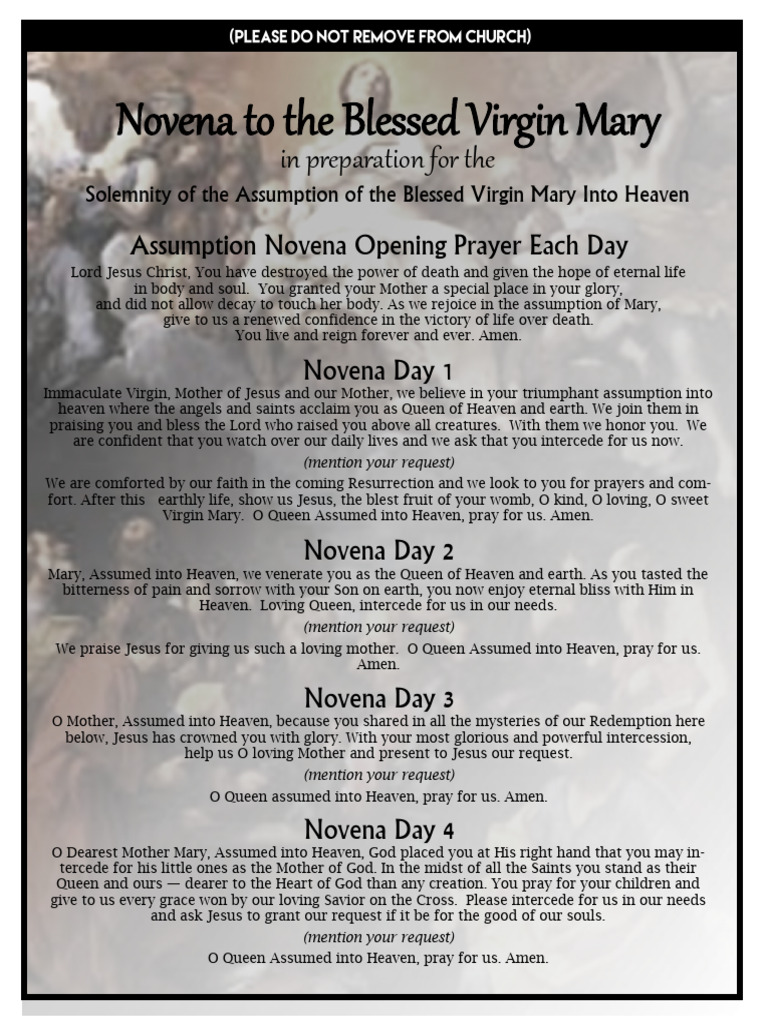 Novena to the blessed virgin mary | PDF | Mary, Mother Of Jesus | Jesus