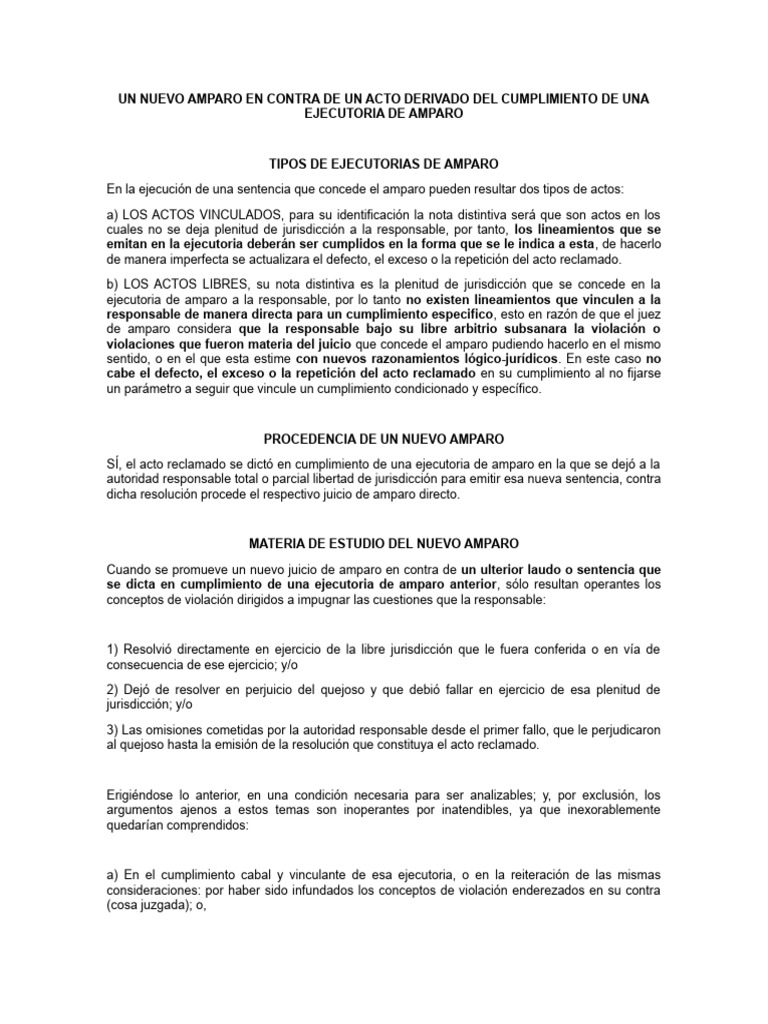 Explicación Amparo Vs Sentencia en Atención A Ejecutoria | PDF