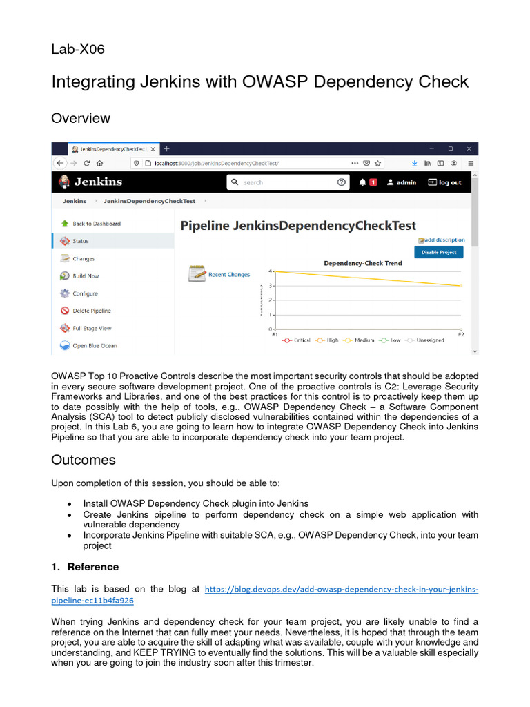 Lab-X06-Integrating Jenkins With OWASP Dependency Check - Updated | PDF ...