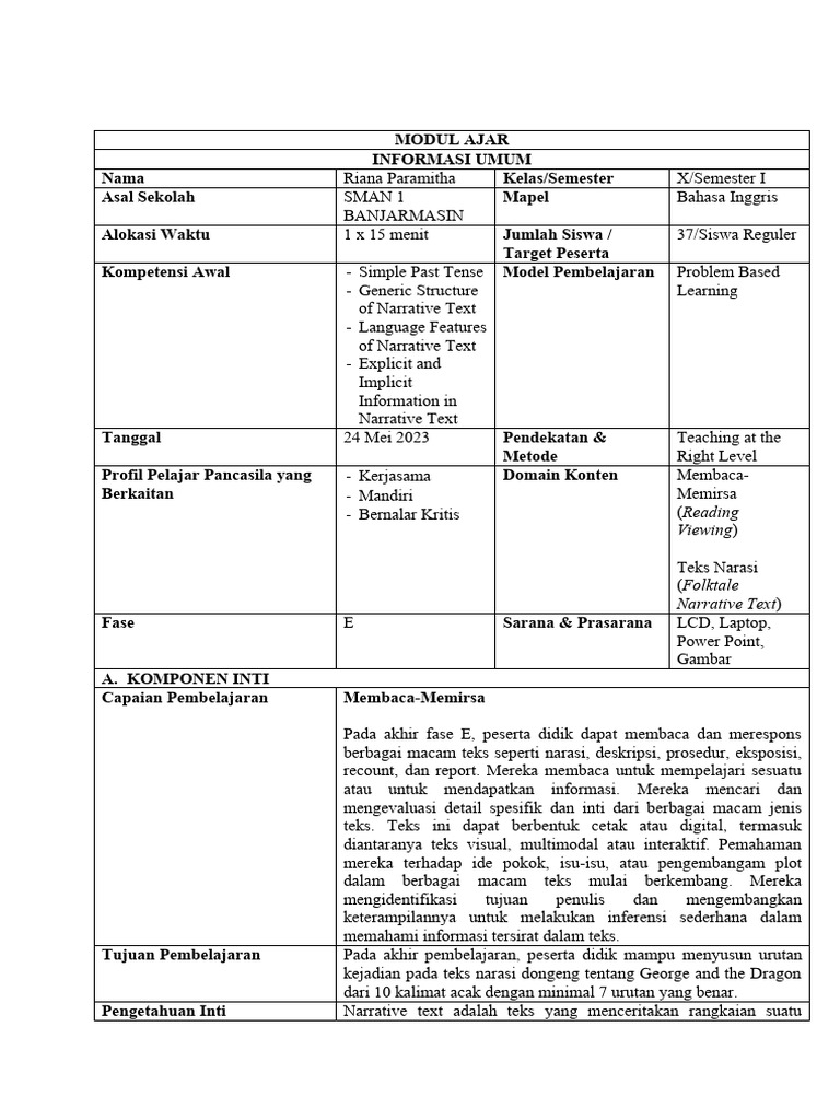 Modul Ajar Teaching at the Right Level | PDF
