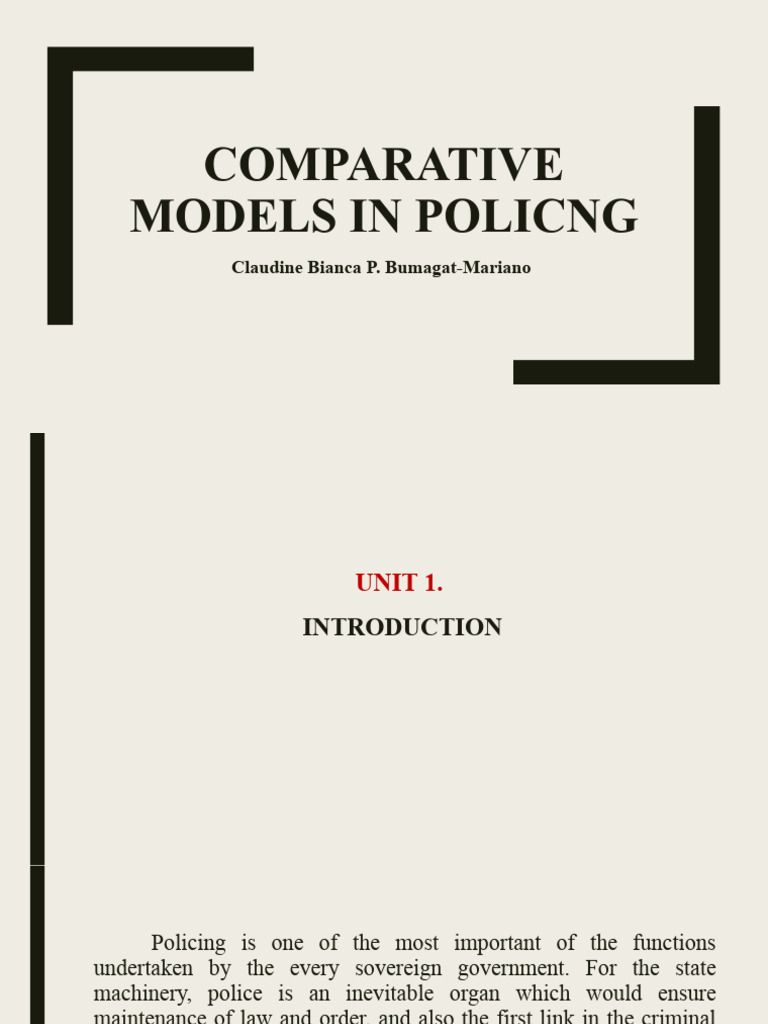Comparative Models In Policng Pdf Police Globalization