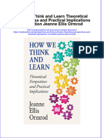 Textbook How We Think and Learn Theoretical Perspectives and Practical Implications 1St Edition Jeanne Ellis Ormrod Ebook All Chapter PDF