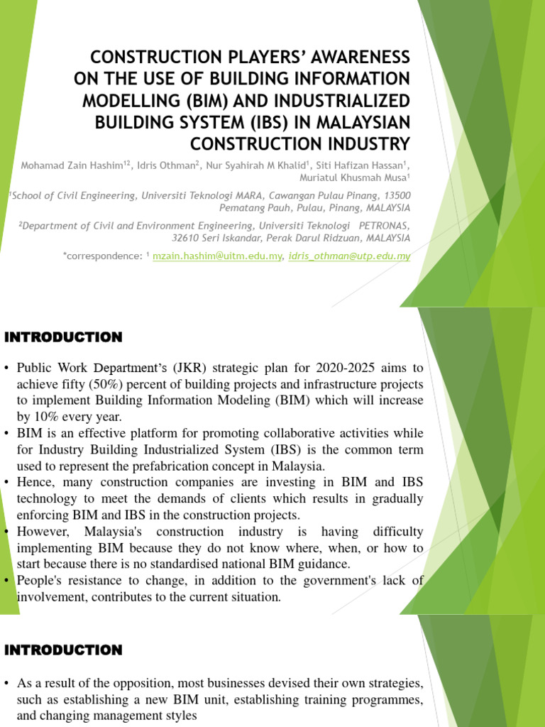 BIM and IBS Awareness in Malaysian Construction | PDF | Survey ...