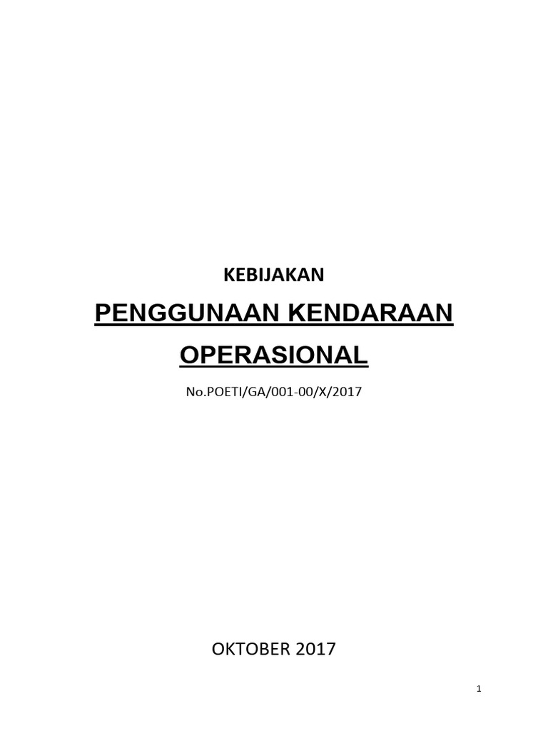 Draft PO Pengelolaan Dan Perawatan Kendaraan Ops | PDF | Bisnis