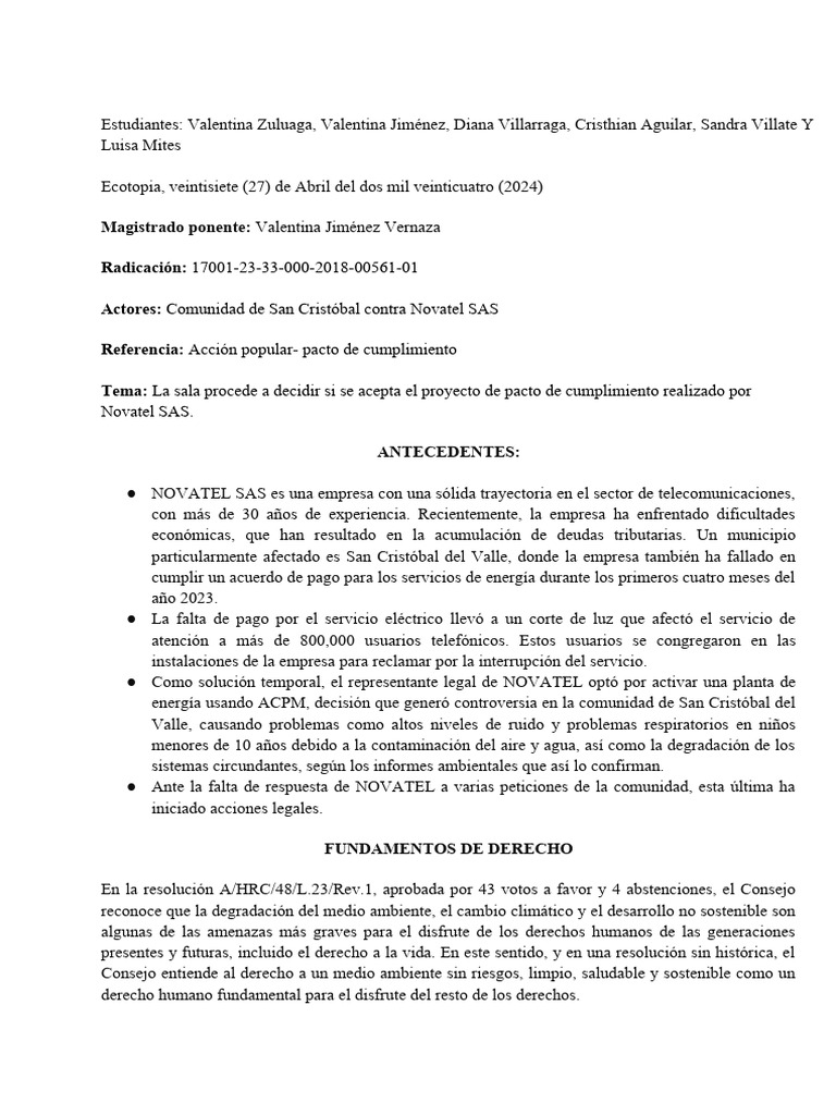 SENTENCIA DE PACTO DE CUMPLIMIENTO | PDF | Entorno natural
