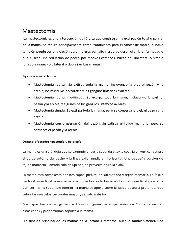 Mastectomía PDF Pecho Cáncer de mama