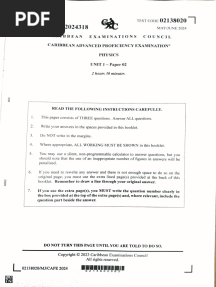 Physics Unit 1 Paper 2 2024