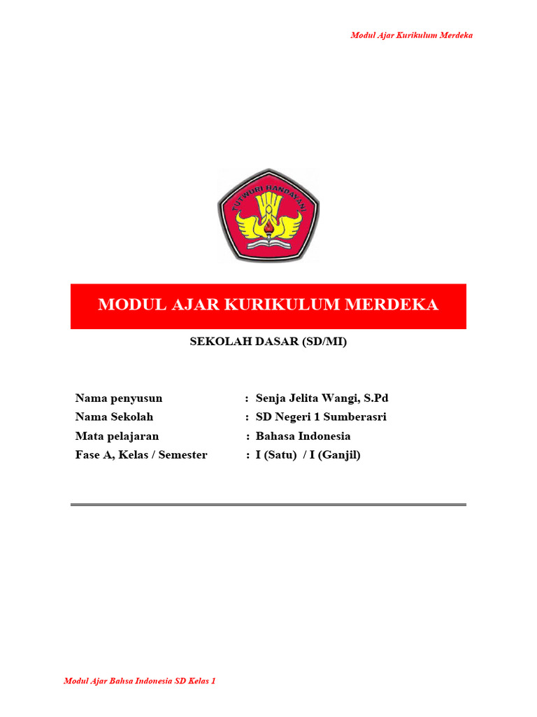 Modul Ajar Bahasa Indonesia Kelas 1 SD BAB 1 (Kurikulum Merdeka) | PDF