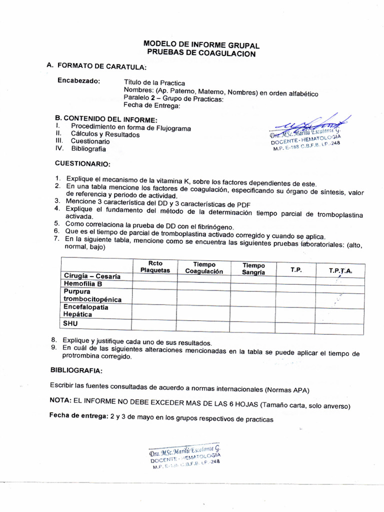 Informe de Pruebas de Coagulación | PDF | Coagulación | Sangre