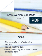 Mean, Median, and Mode: Lesson 7-1