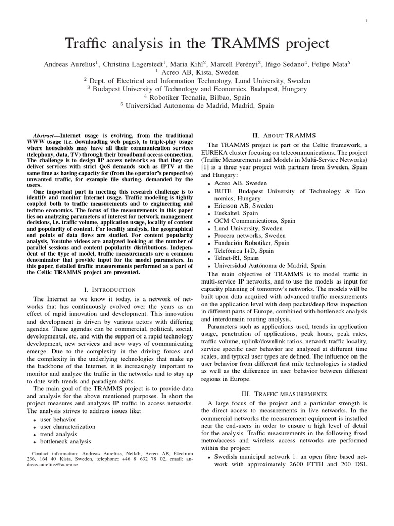 TRAMMS Traffic Analysis Overview | PDF | Computer Network | Network ...