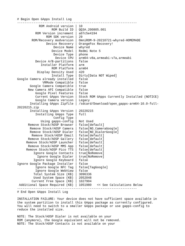 Open Gapps Log PDF Android (Operating System) Computing