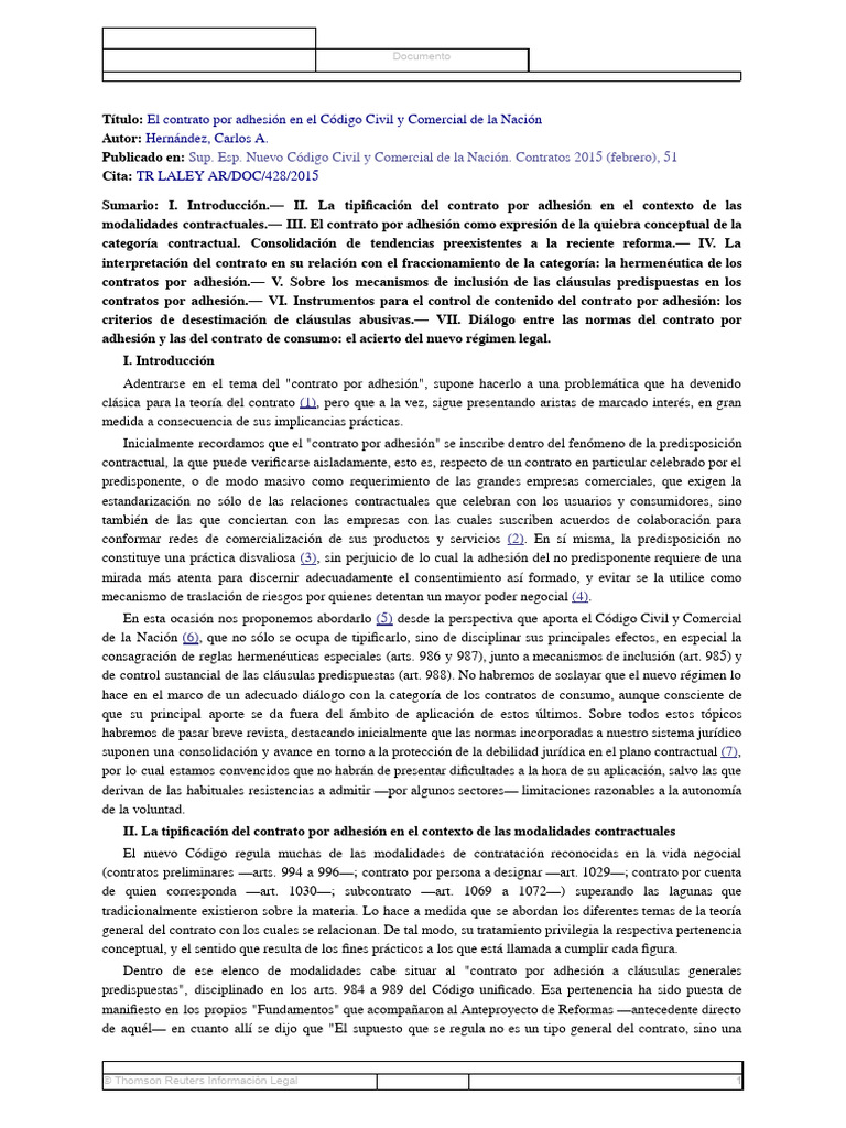Contrato por Adhesión en el Código Civil | PDF | Póliza de seguros ...