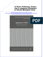 Textbook Japanese at Work Politeness Power and Personae in Japanese Workplace Discourse Haruko Minegishi Cook Ebook All Chapter PDF