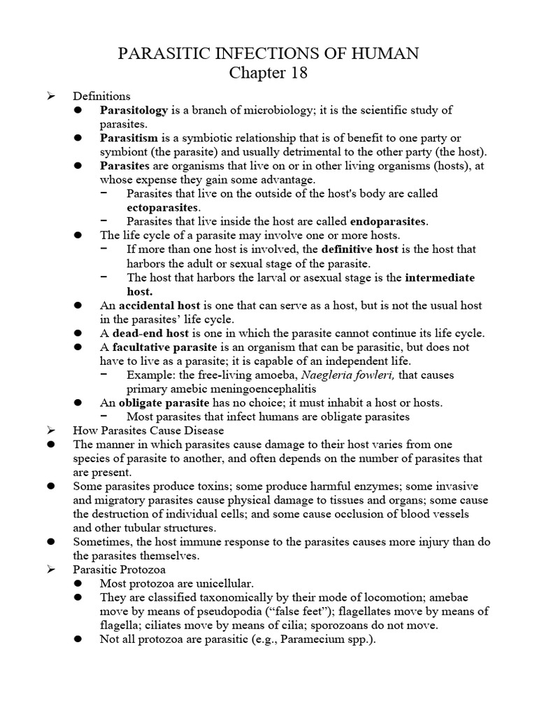 Chapter18 PARASITIC INFECTIONS OF HUMAN | PDF | Parasitism | Protozoa