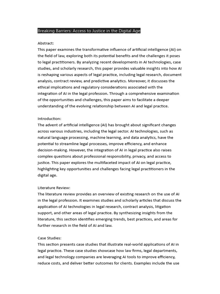 AI's Impact on Legal Practice and Ethics | PDF | Artificial ...