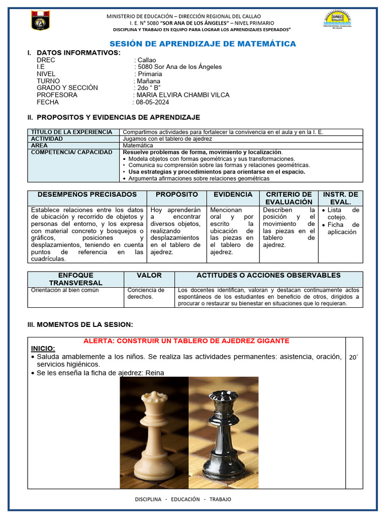 9.2 Jugamos Con El Tablero de Ajedrez | PDF | Ajedrez | Aprendizaje
