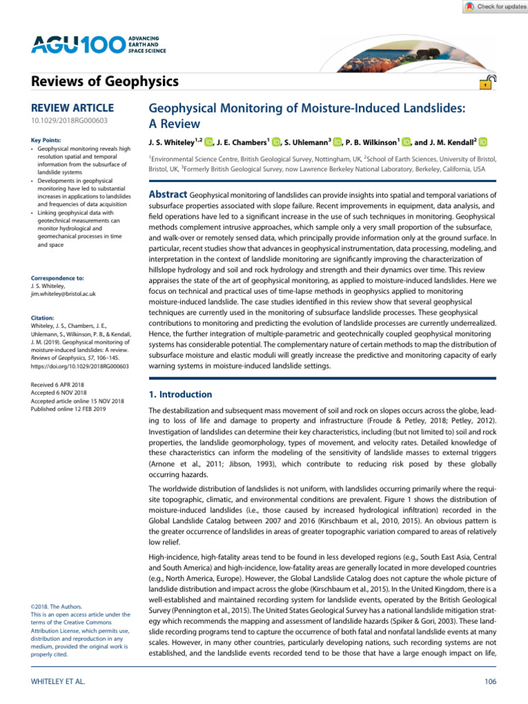 Geophysical Monitoring of Landslides Review | PDF | Landslide | Soil ...