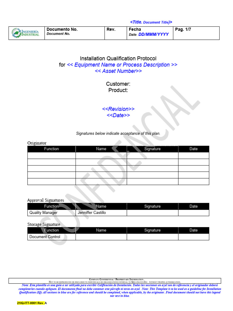 Installation Qualification Protocol Guide | PDF | Calibration ...