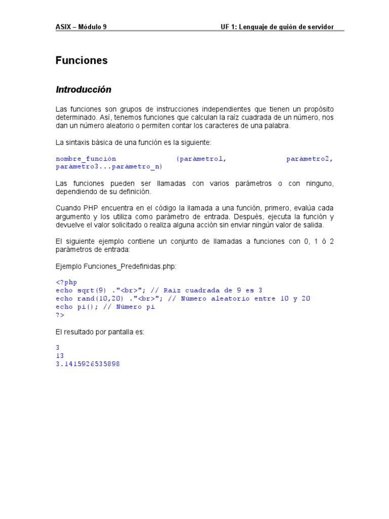 PHP - Funciones | PDF | Php | Lenguaje de programación