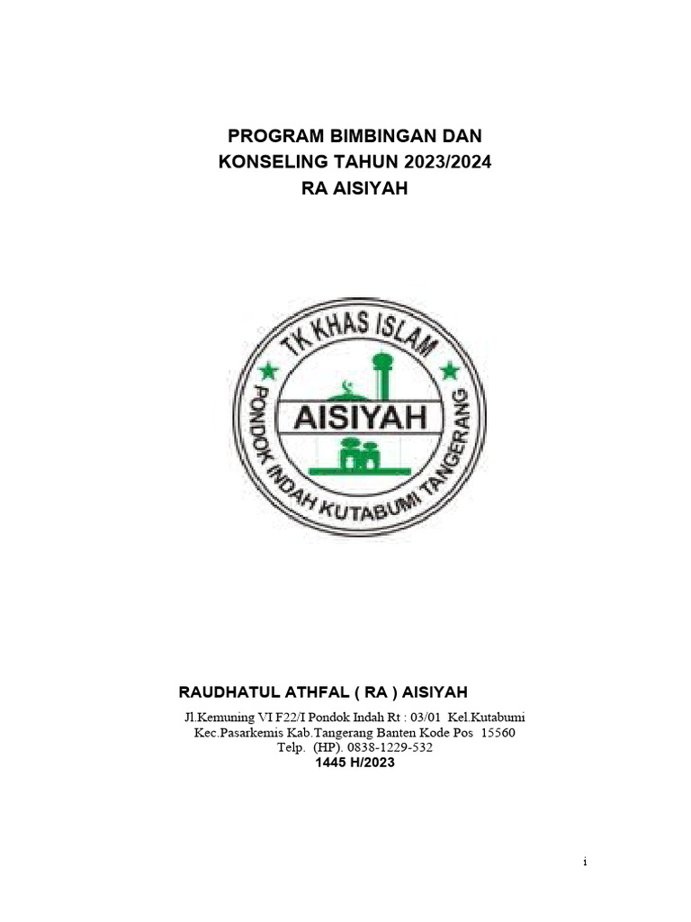 Program Bimbingan Konseling RA Aisiyah 2023 | PDF | Bisnis | Ilmu Sosial