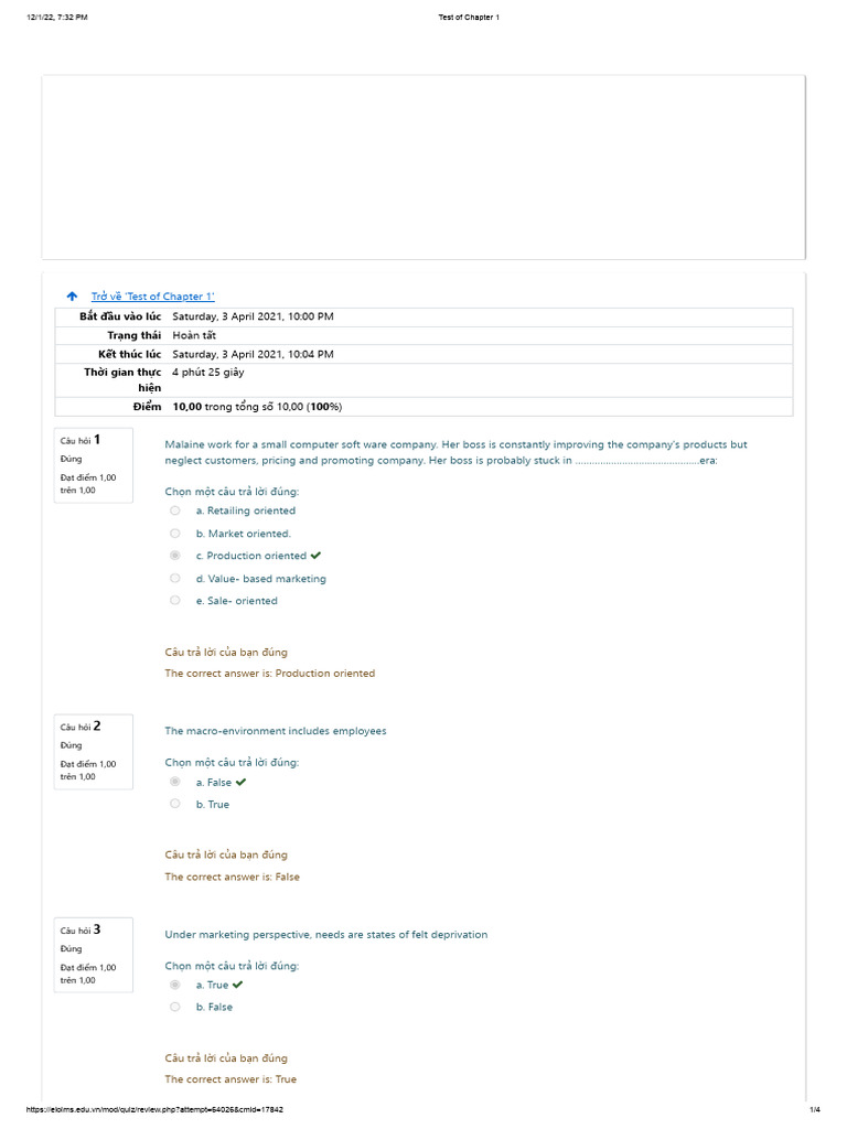 Test of Chapter 1 | PDF