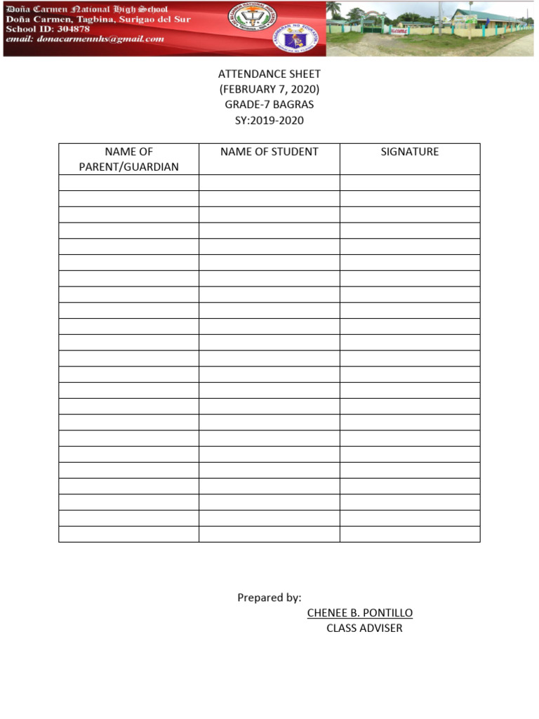 Grade 7 Attendance Sheet 2/7/20 | PDF