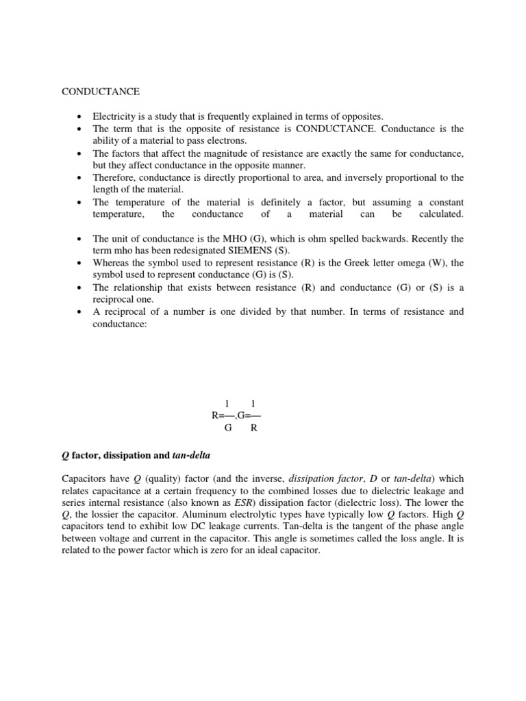 Conductance Page 1 6-8 | PDF | Capacitor | Electrical Resistance And ...
