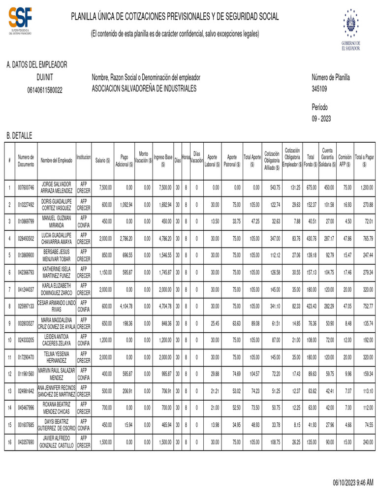 Plan Asi 09.2023 | PDF | Jubilación | Economias