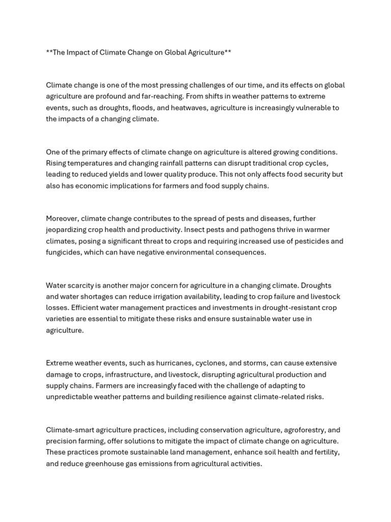 Climate Change Agriculture | PDF | Agriculture | Climate Change