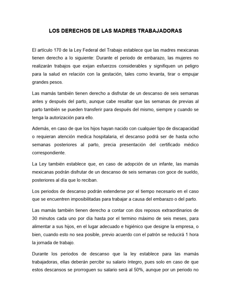 Derechos de Madres Trabajadoras en México | PDF | Salario | El embarazo