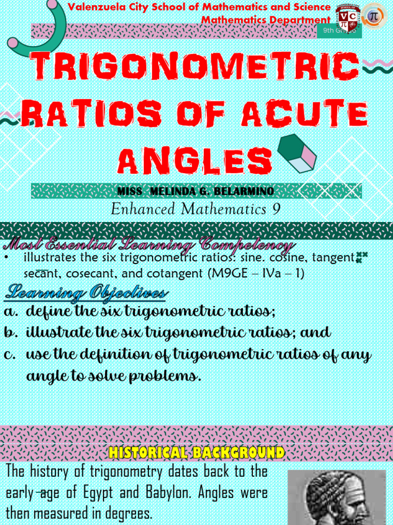 1.1 Trigonometric Ratios Students PDF Trigonometric Functions