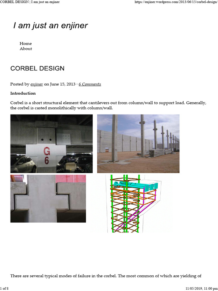 Corbel Design and Analysis Guide | PDF | Strength Of Materials | Concrete